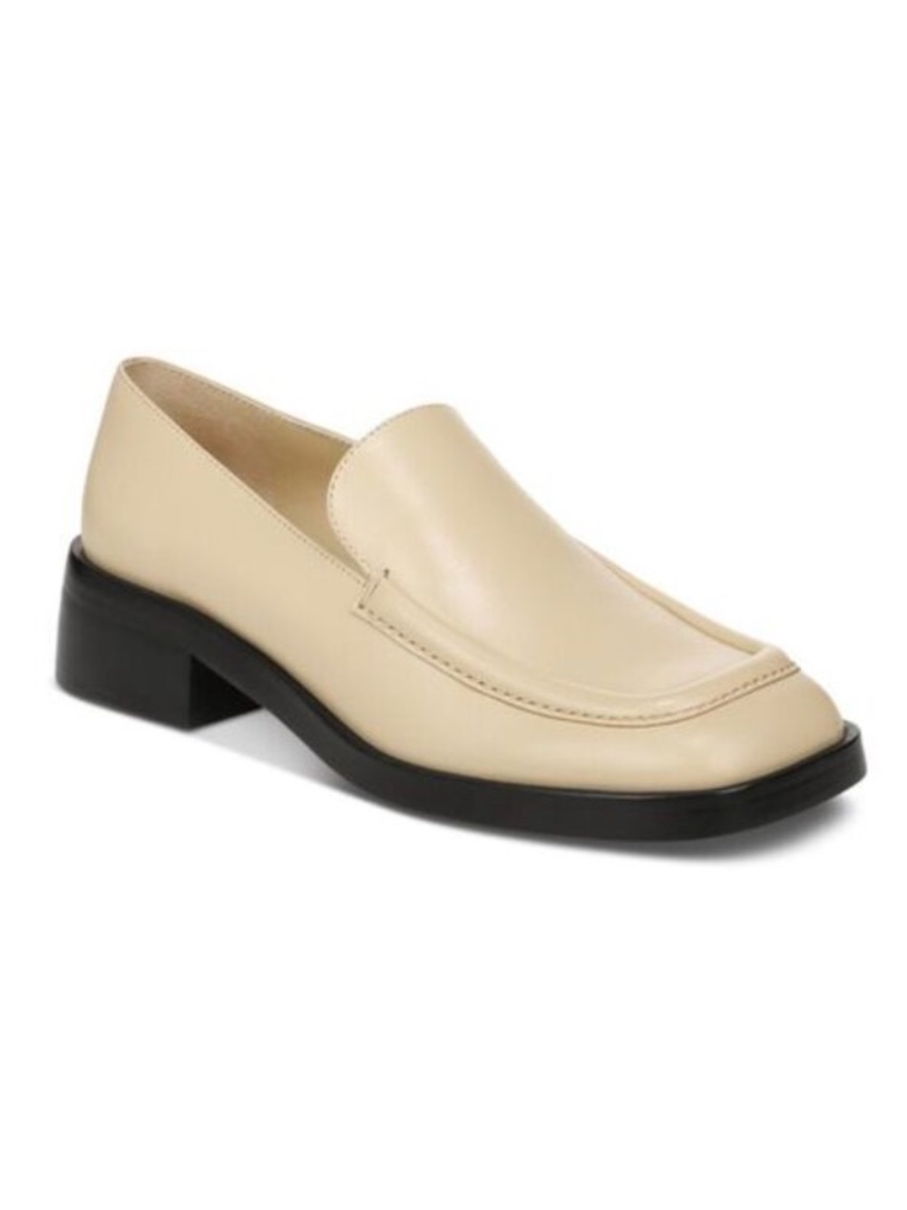 Vince Women's Doris Low Block Heel Loafer Beige Leather Slip On size 6 NWT